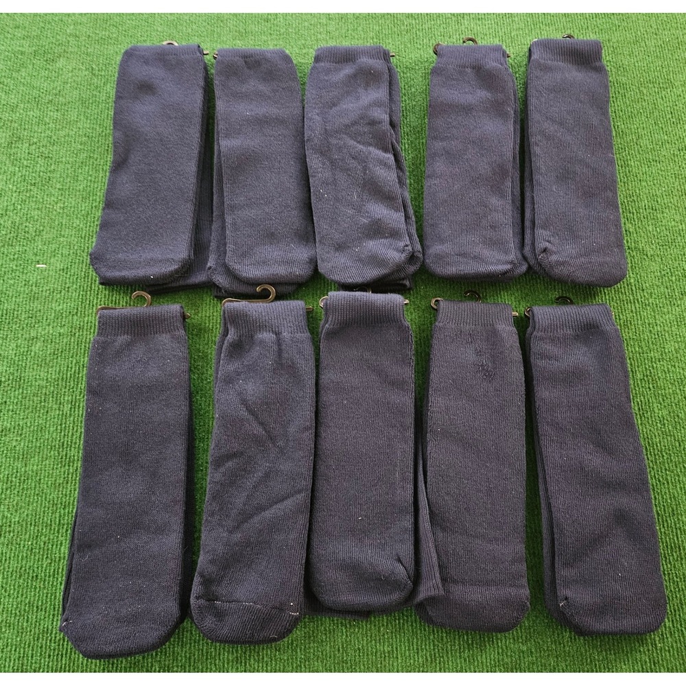 Lot of 10 Navy Blue Crew Socks Ribbed Athletic Casual Work